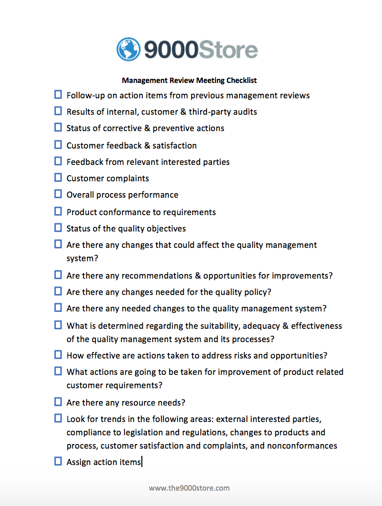 iso management review agenda